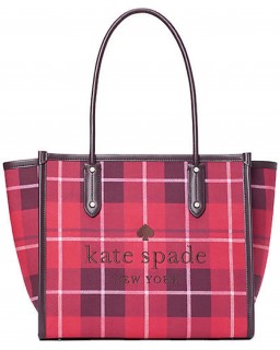 Kabelka Kate Spade New York Ella Plaid Tote Large Bright Rose Multi