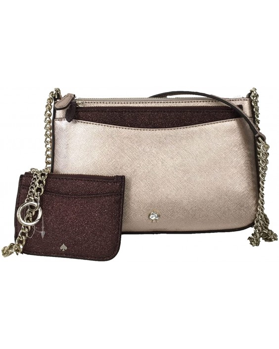 Kabelka Kate Spade Shimmy Triple Crossbody, Card Case & Pouch Set, Glittering Rose Gold Multi