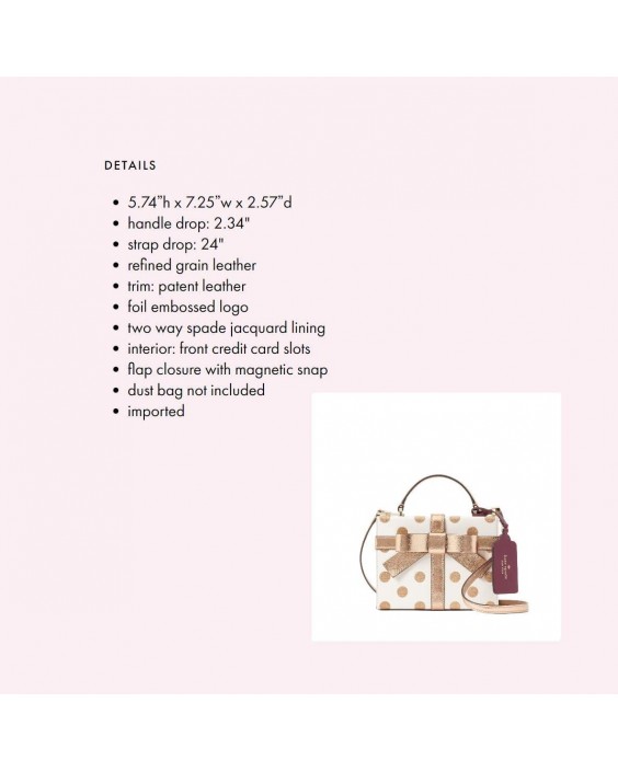 Kabelka Kate Spade New York Wrapping Party Gift Box Crossbody (Parchment Gold)