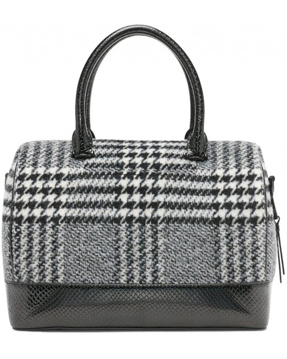 Kabelka Calvin Klein Ashley Barrel Satchel, Black/White Plaid