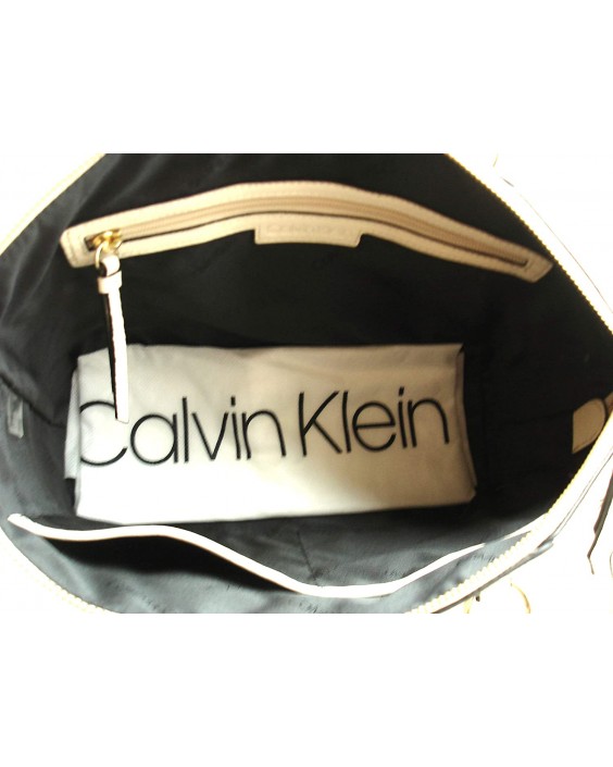 Kabelka Calvin Klein Avery Pebbled Kožená Satchel/Shoulder Light Sand/Gold