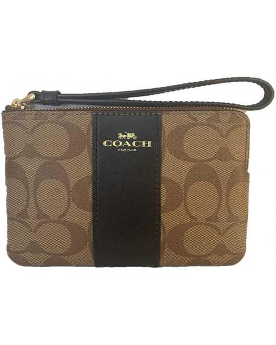 Kabelka Coach Signature PVC Kožená Corner Zip Wristlet F58035 - Khaki/Black, Small