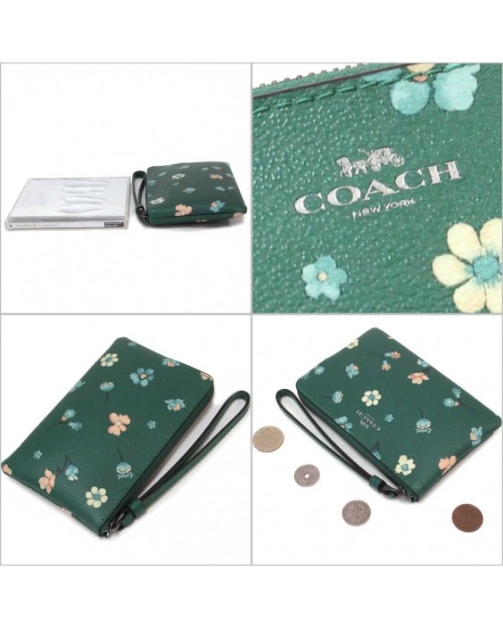 Kabelka Coach Corner Zip Wristlet In Signature Coated Canvas With Mystical Floral Print Style No. C8701