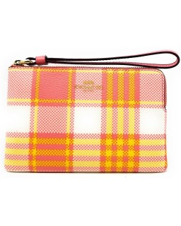 Kabelka Coach Corner Zip Wristlet With Garden Plaid Print