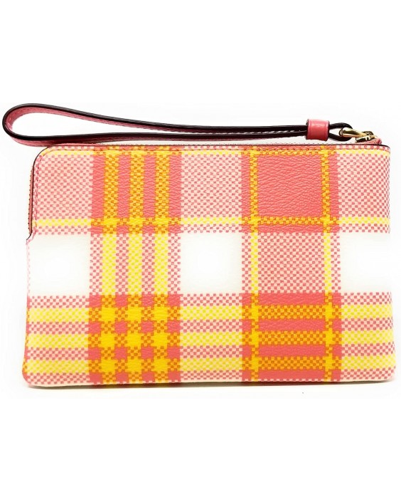 Kabelka Coach Corner Zip Wristlet With Garden Plaid Print