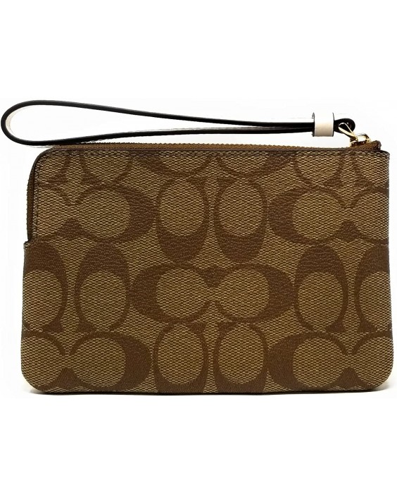 Kabelka Coach Corner Zip Wristlet In Signature Canvas