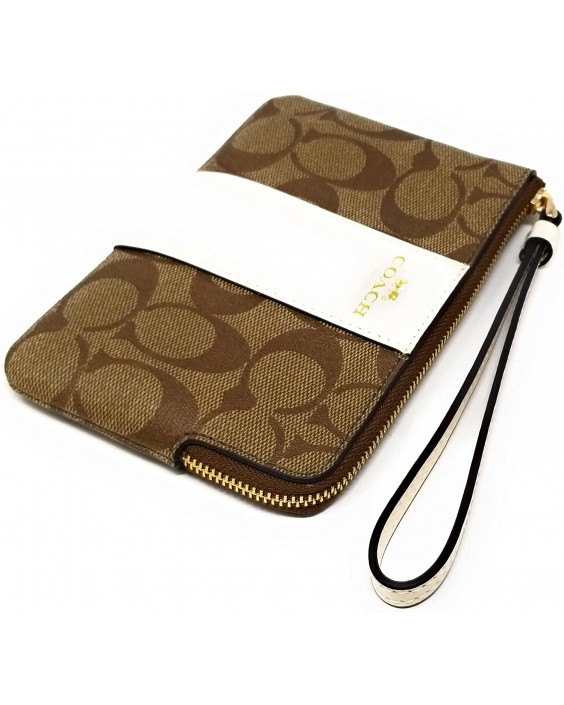 Kabelka Coach Corner Zip Wristlet In Signature Canvas