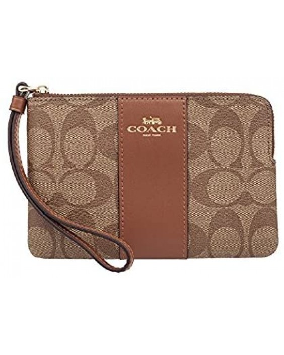 Kabelka Coach Corner Zip Signature PVC Wristlet, 58035, KHAKI/SADDLE