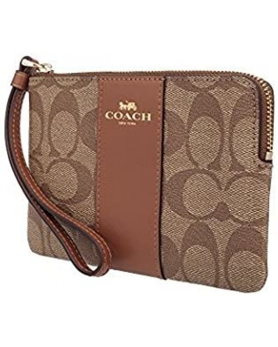 Kabelka Coach Corner Zip Signature PVC Wristlet, 58035, KHAKI/SADDLE