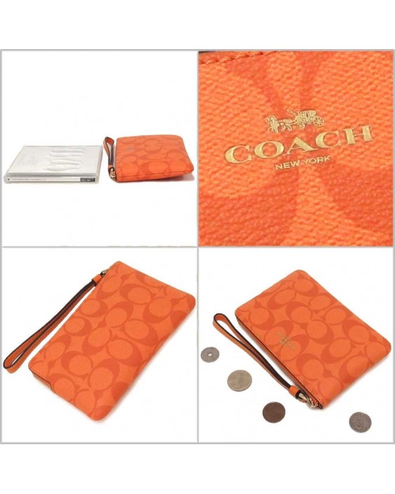 Kabelka Coach Corner Zip Small Wristlet Style No. 91178 Light Orange