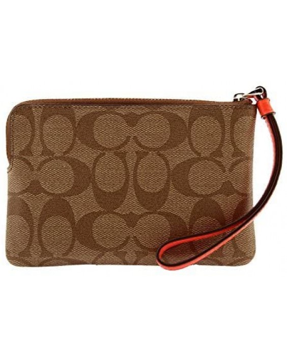 Kabelka COACH Corner Zip Wristlet In Signature Coated Canvas With Kožená Stripe, F58035