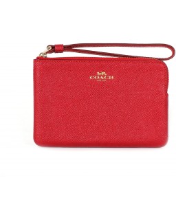 Kabelka Coach Crossgrain Kožená Corner Zip Wristlet True Red