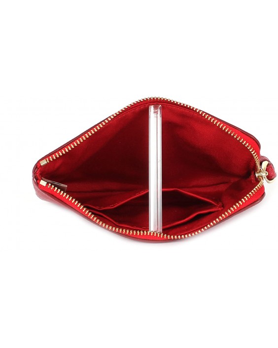 Kabelka Coach Crossgrain Kožená Corner Zip Wristlet True Red