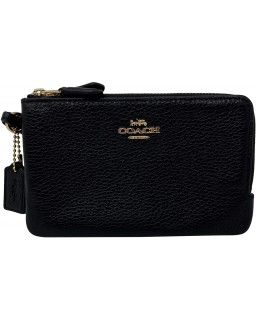 Kabelka Coach Pebbled Kožená Double Corner Zip Wristlet Black Style No 6649