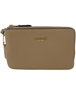 Kabelka Coach Kožená Double Corner Zip Wristlet Taupe Style No. 6649