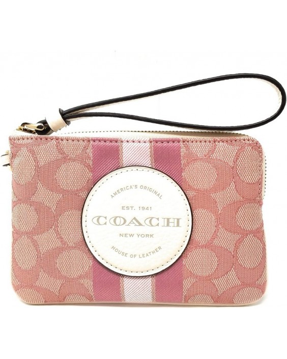 Kabelka Coach Boxed Dempsey Corner Zip Wristlet In Signature Jacquard With Coach Patch And Stripe