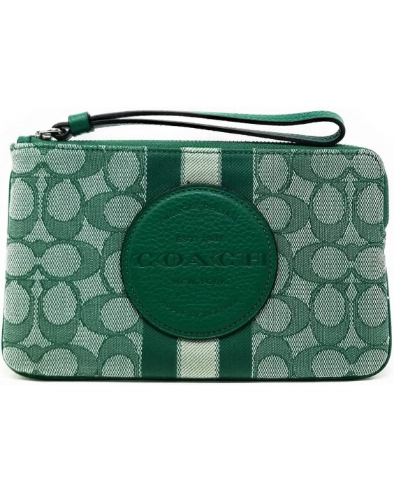 Kabelka Coach Dempsey Large Corner Zip Wristlet In Signature Jacquard With Stripe And Coach Patch