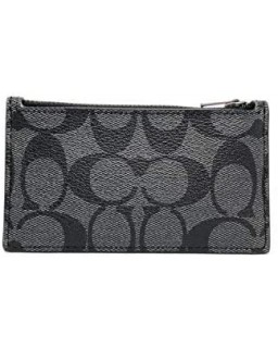 Kabelka Coach Zip Card Case in Signature Coated Canvas Charcoal Black F32256