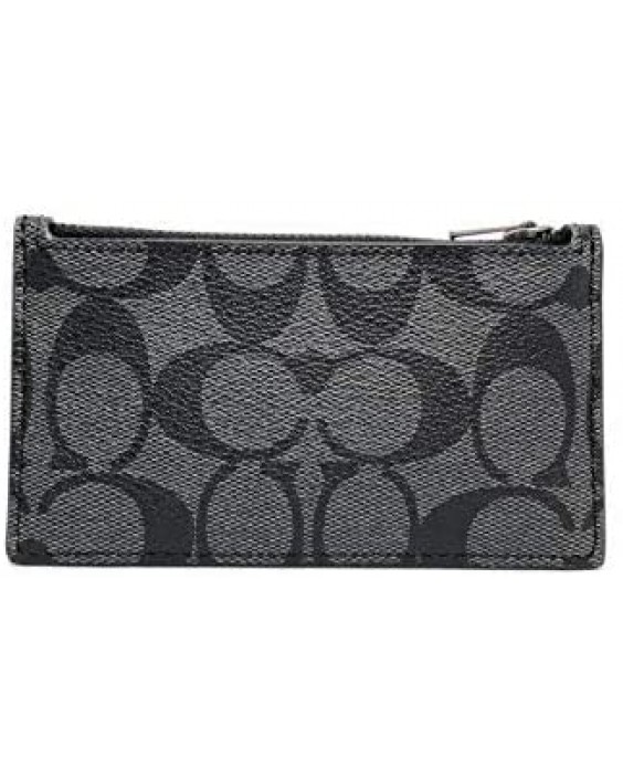 Kabelka Coach Zip Card Case in Signature Coated Canvas Charcoal Black F32256