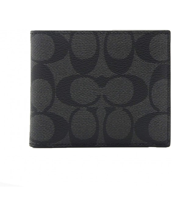 Coach ID Billfold In Signature Canvas Charcoal/Black