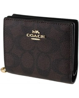 Coach Signature Snap in Coated Canvas Brown Black