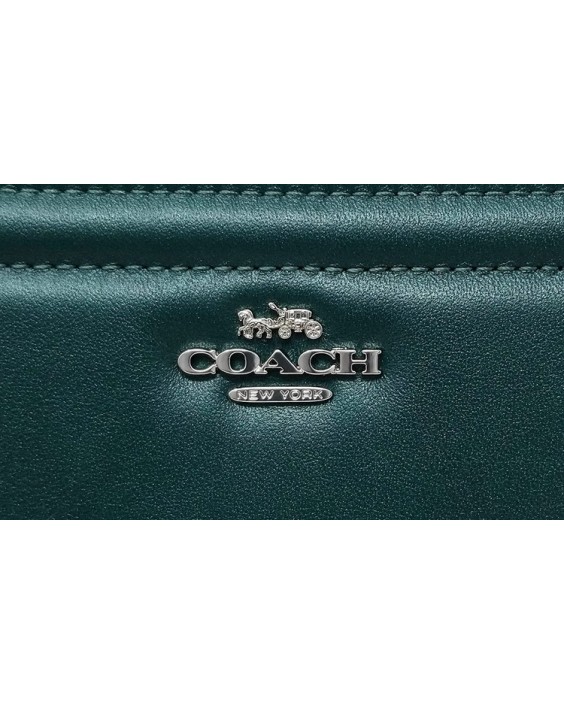 Coach Medium ID Zip with Border Quilting (Metallic Ivy)