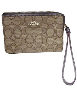 COACH Outline Signature C Corner Zip Wristlet