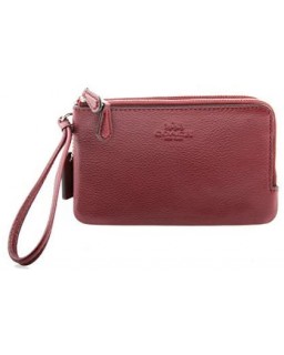 Kabelka Coach Pebble Kožená Double Corner Zip Wristlet in Burgundy, F66505 SV/BU