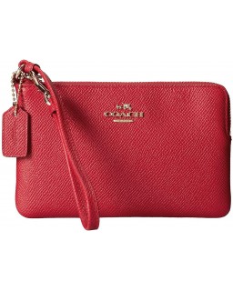 Kabelka Coach Textured Kožená Small L-Zip Wristlet,52392,Red Currant