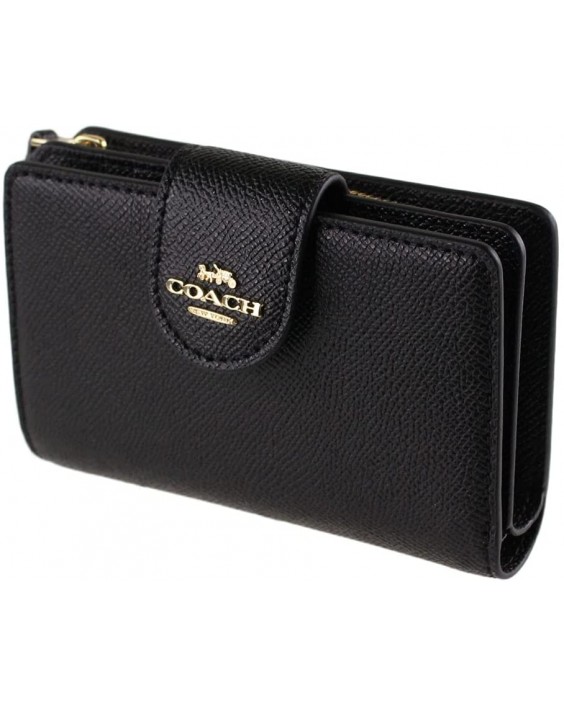 COACH Medium Kožená Corner Zip in Black - Gold, Style No. 6390