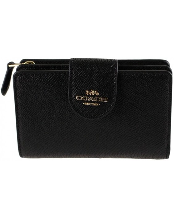 COACH Medium Kožená Corner Zip in Black - Gold, Style No. 6390