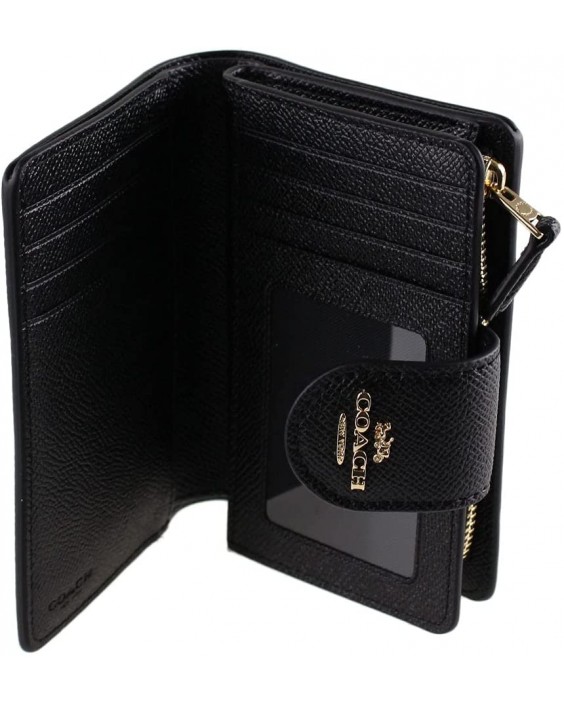 COACH Medium Kožená Corner Zip in Black - Gold, Style No. 6390