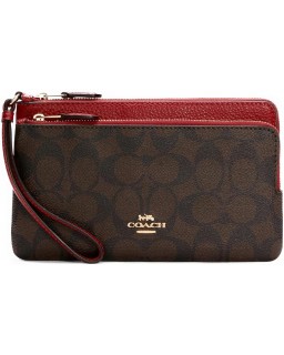 COACH Signature PVC Double Zip (IM/Brown 1941 Red)