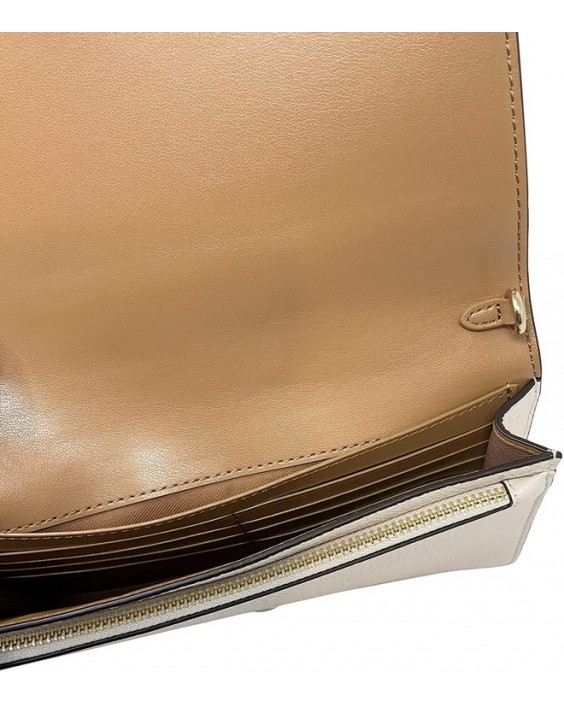 Kabelka Coach Kožená Foldover Crossbody Clutch Chalk