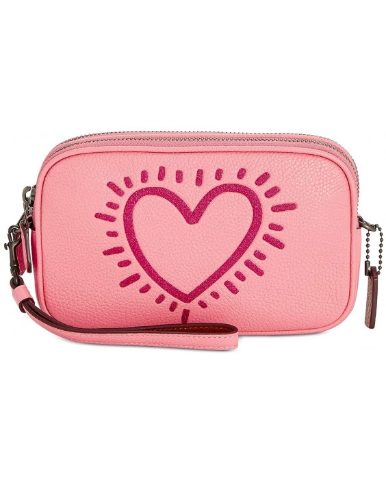 Kabelka Coach Keith Haring Flitter Motif Crossbody Clutch Bright Pink