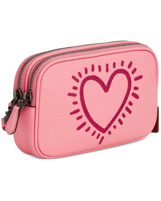 Kabelka Coach Keith Haring Flitter Motif Crossbody Clutch Bright Pink