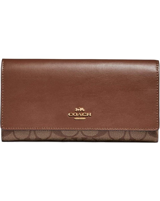 Coach Signature Kožená Trifold ID - #F88024, Brown, Medium