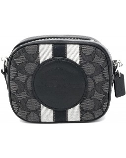 Kabelka Coach Mini Dempsey Camera In Signature Jacquard With Stripe And Coach Patch (Silver/Black Smoke Black Multi)