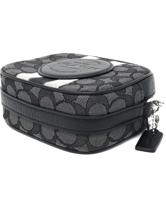 Kabelka Coach Mini Dempsey Camera In Signature Jacquard With Stripe And Coach Patch (Silver/Black Smoke Black Multi)