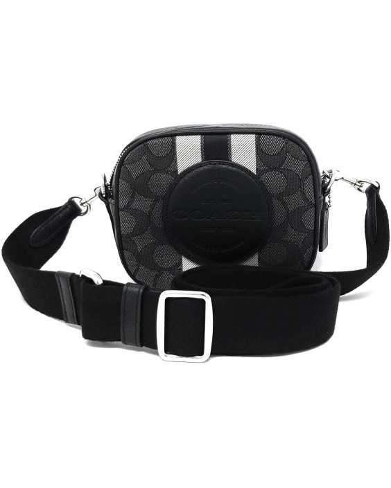 Kabelka Coach Mini Dempsey Camera In Signature Jacquard With Stripe And Coach Patch (Silver/Black Smoke Black Multi)