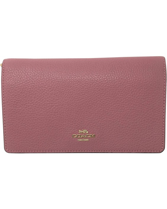 Kabelka Coach Anna Pebbled Kožená Foldover Crossbody Clutch Rose