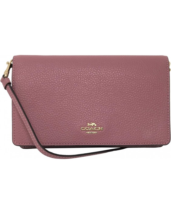 Kabelka Coach Anna Pebbled Kožená Foldover Crossbody Clutch Rose