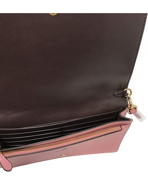 Kabelka Coach Anna Pebbled Kožená Foldover Crossbody Clutch Rose