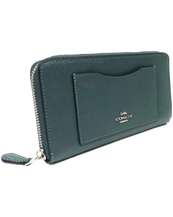 Coach Crossgrain Kožená Accordion Zip (Dark Turquoise)