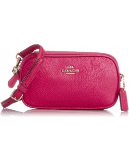 Kabelka COACH Seat Angle Cross-body Pouch in Polished Pebble Kožená Pink Ruby 53034