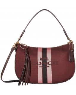 Kabelka COACH Horse and Carriage Jacquard Sutton Crossbody Oxblood/Gold One Size