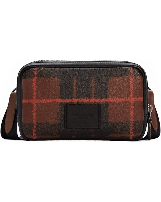 Kabelka COACH Carrier Phone Crossbody With Window Pane Plaid Print QB/Orange Multi