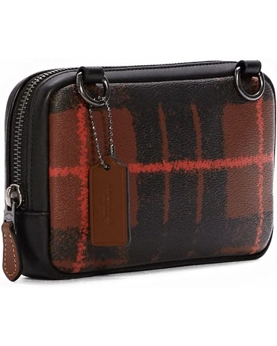 Kabelka COACH Carrier Phone Crossbody With Window Pane Plaid Print QB/Orange Multi