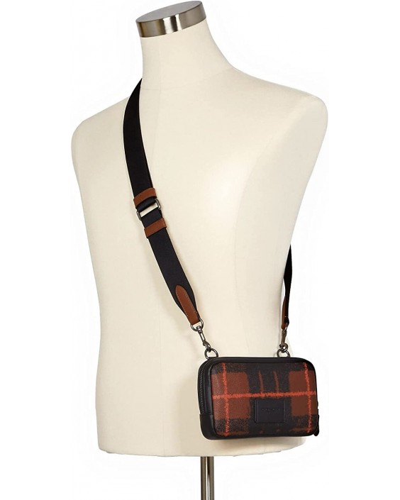 Kabelka COACH Carrier Phone Crossbody With Window Pane Plaid Print QB/Orange Multi