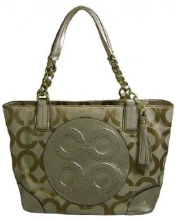 Kabelka Coach Colette Signature C Op Art Sateen Tote Style Ivory Lt Khaki/Gold